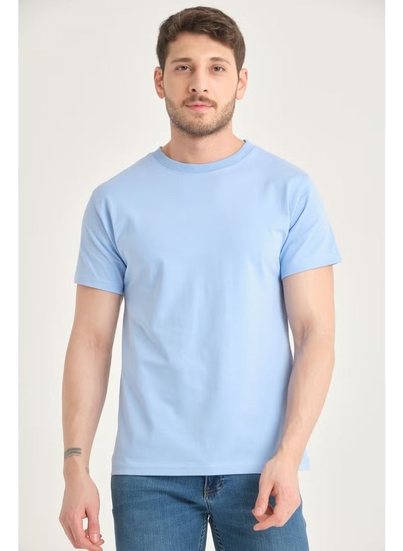 Four Man Men's Cotton Standard Cut Solid Color Basic T-Shirt with Non-Wrinkle Fabric Feature - Image 4